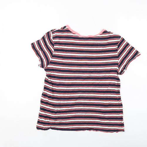 Monki Womens Multicoloured Striped Cotton Basic T-Shirt Size S Crew Neck