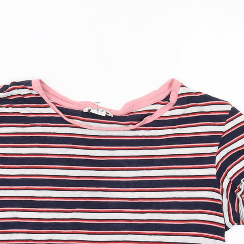 Monki Womens Multicoloured Striped Cotton Basic T-Shirt Size S Crew Neck