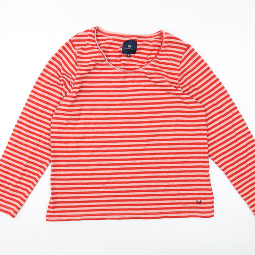 Crew Clothing Womens Red Striped Cotton Basic T-Shirt Size 18 Round Neck