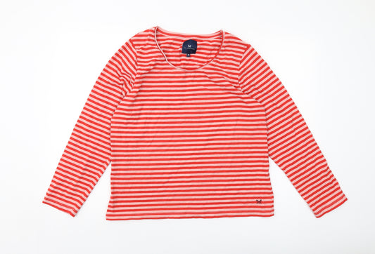 Crew Clothing Womens Red Striped Cotton Basic T-Shirt Size 18 Round Neck