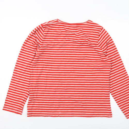 Crew Clothing Womens Red Striped Cotton Basic T-Shirt Size 18 Round Neck