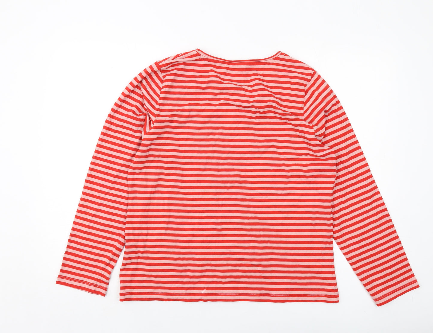 Crew Clothing Womens Red Striped Cotton Basic T-Shirt Size 18 Round Neck