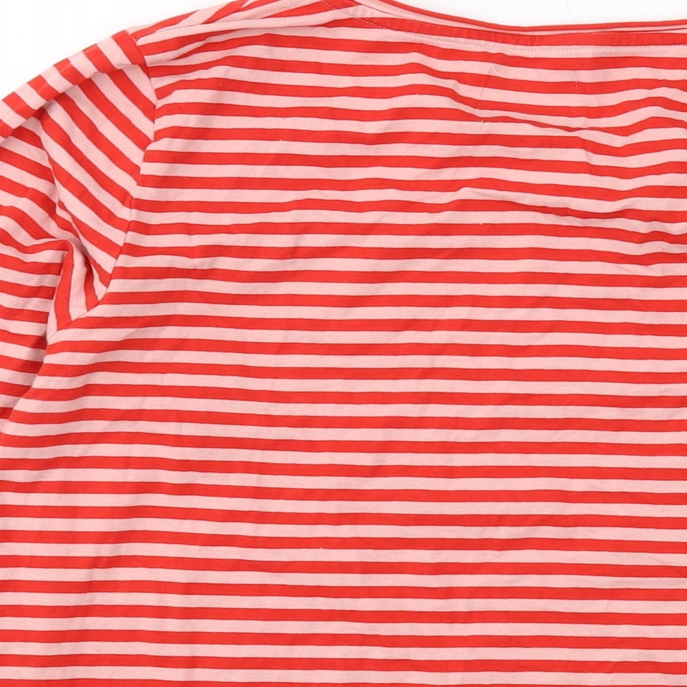 Crew Clothing Womens Red Striped Cotton Basic T-Shirt Size 18 Round Neck