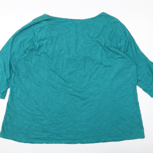 Ann Harvey Womens Green Cotton Basic Blouse Size 24 Round Neck