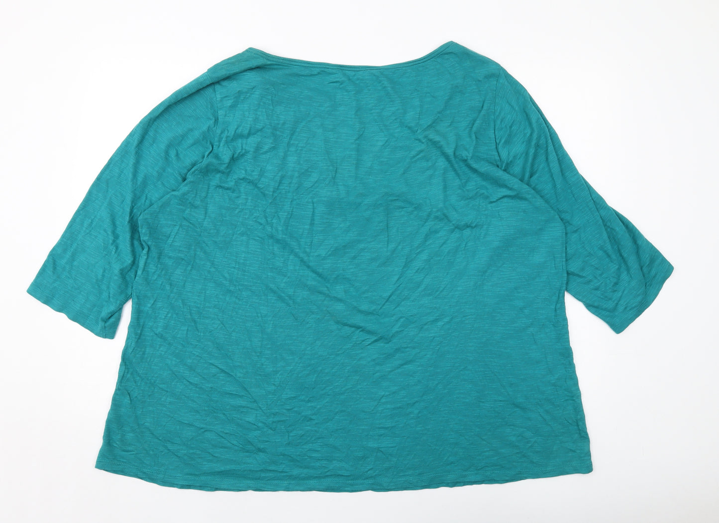 Ann Harvey Womens Green Cotton Basic Blouse Size 24 Round Neck