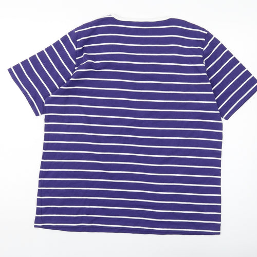 Honor Millburn Womens Purple Striped Cotton Basic T-Shirt Size 18 Round Neck