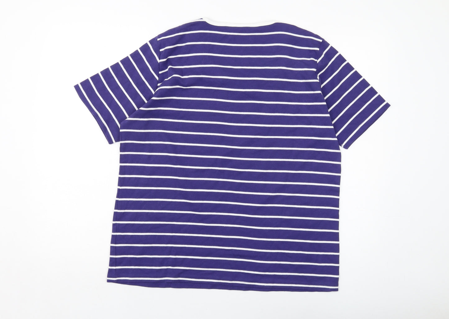 Honor Millburn Womens Purple Striped Cotton Basic T-Shirt Size 18 Round Neck