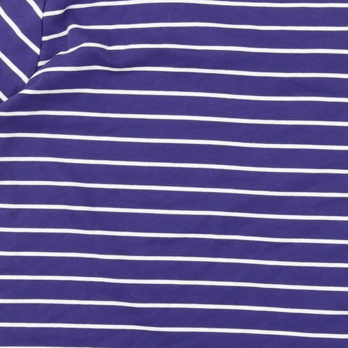 Honor Millburn Womens Purple Striped Cotton Basic T-Shirt Size 18 Round Neck