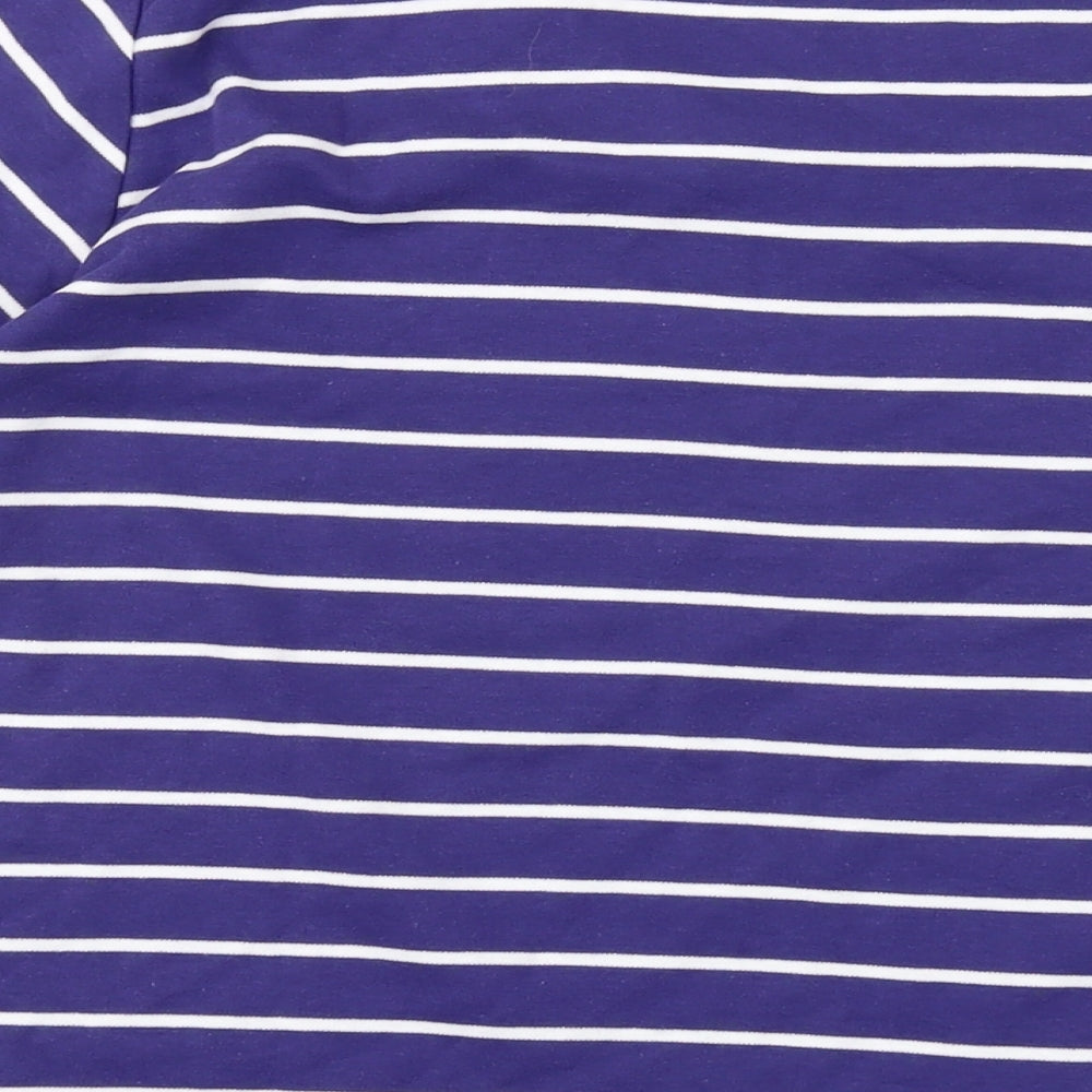 Honor Millburn Womens Purple Striped Cotton Basic T-Shirt Size 18 Round Neck