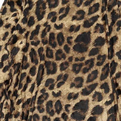 Givenchy Womens Brown Animal Print Polyester Tunic Blouse Size XL Round Neck