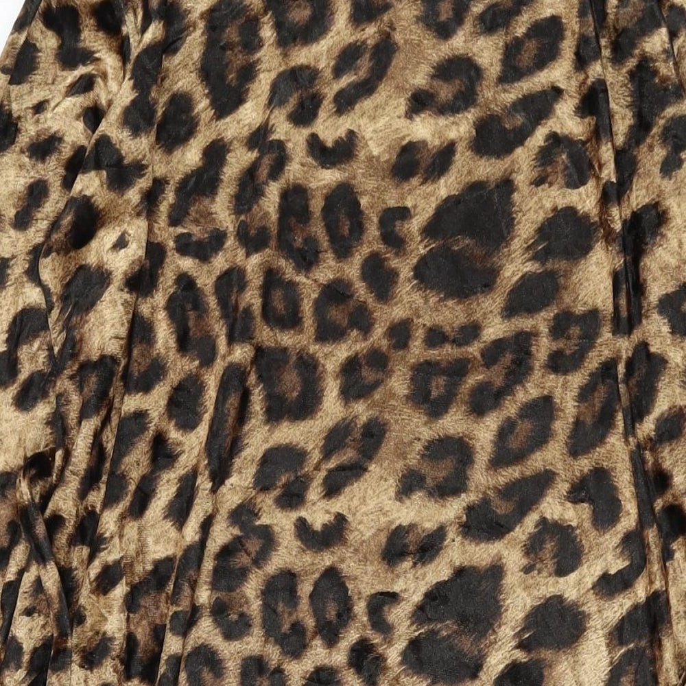 Givenchy Womens Brown Animal Print Polyester Tunic Blouse Size XL Round Neck