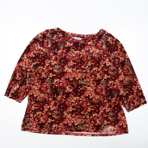 Honor Millburn Womens Red Floral Polyester Basic Blouse Size 22 Round Neck