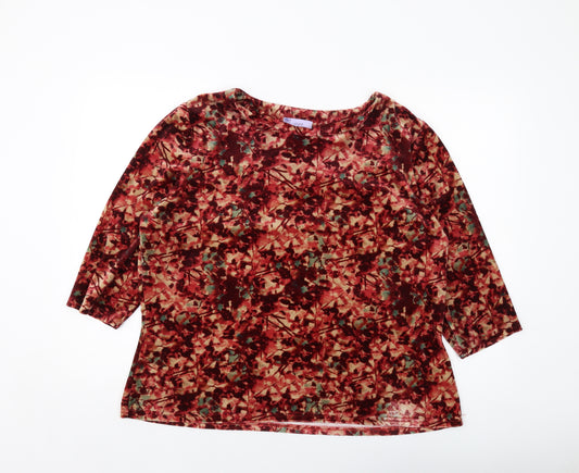 Honor Millburn Womens Red Floral Polyester Basic Blouse Size 22 Round Neck