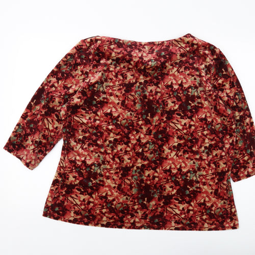 Honor Millburn Womens Red Floral Polyester Basic Blouse Size 22 Round Neck