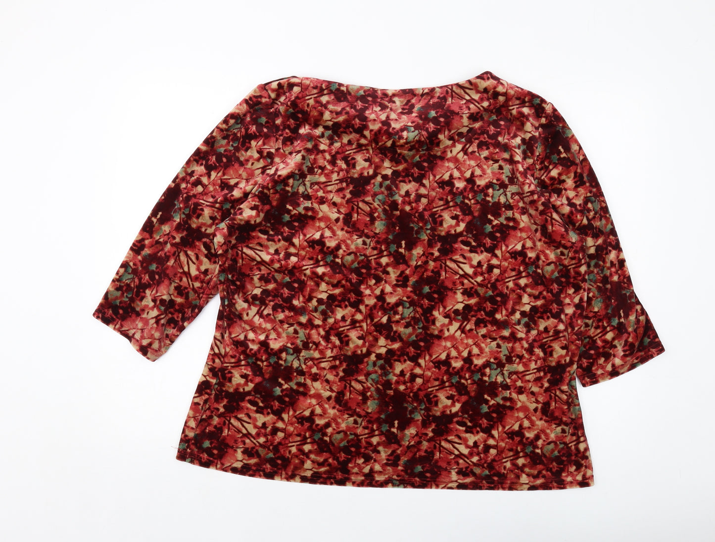 Honor Millburn Womens Red Floral Polyester Basic Blouse Size 22 Round Neck