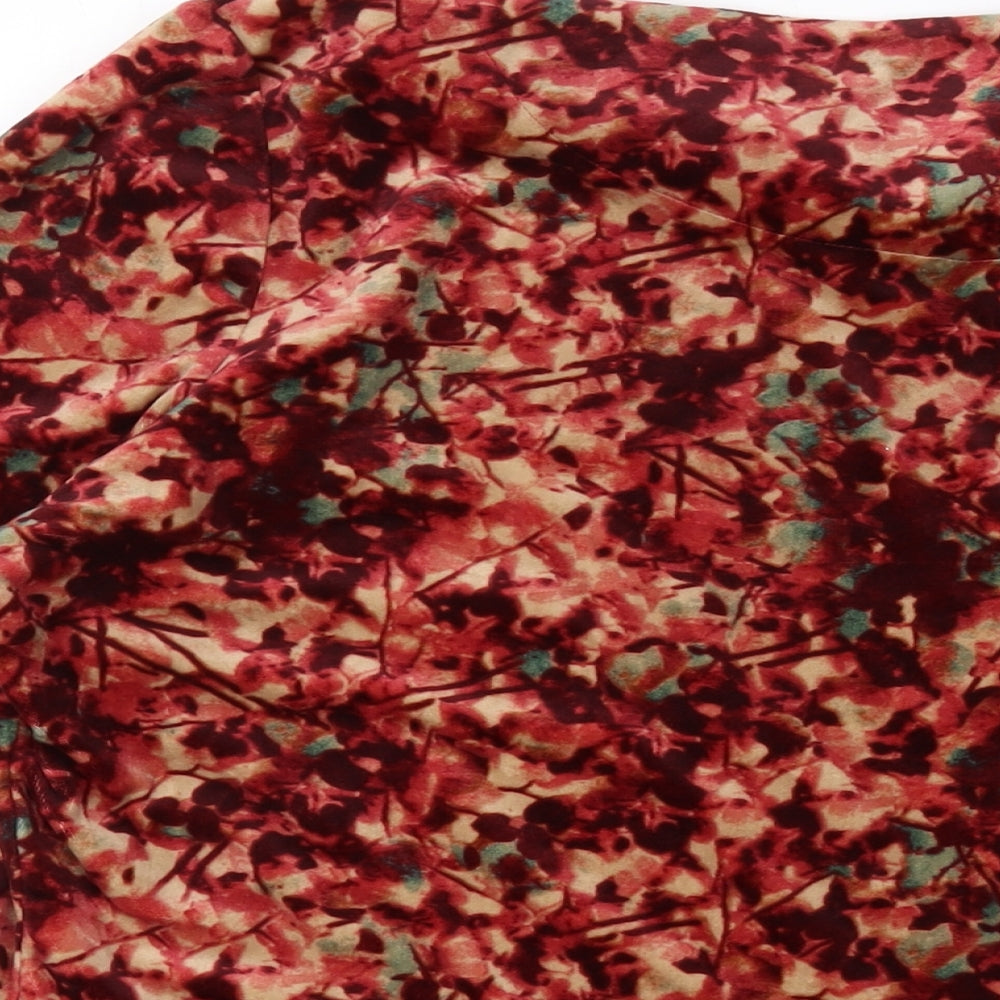 Honor Millburn Womens Red Floral Polyester Basic Blouse Size 22 Round Neck