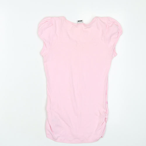 Disney Womens Pink Cotton Basic T-Shirt Size 10 Scoop Neck - Tinkerbell