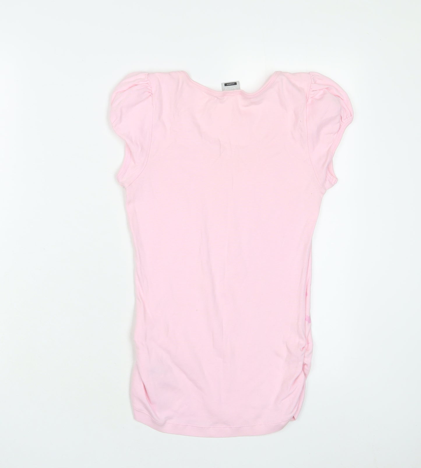 Disney Womens Pink Cotton Basic T-Shirt Size 10 Scoop Neck - Tinkerbell