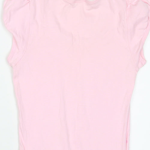 Disney Womens Pink Cotton Basic T-Shirt Size 10 Scoop Neck - Tinkerbell