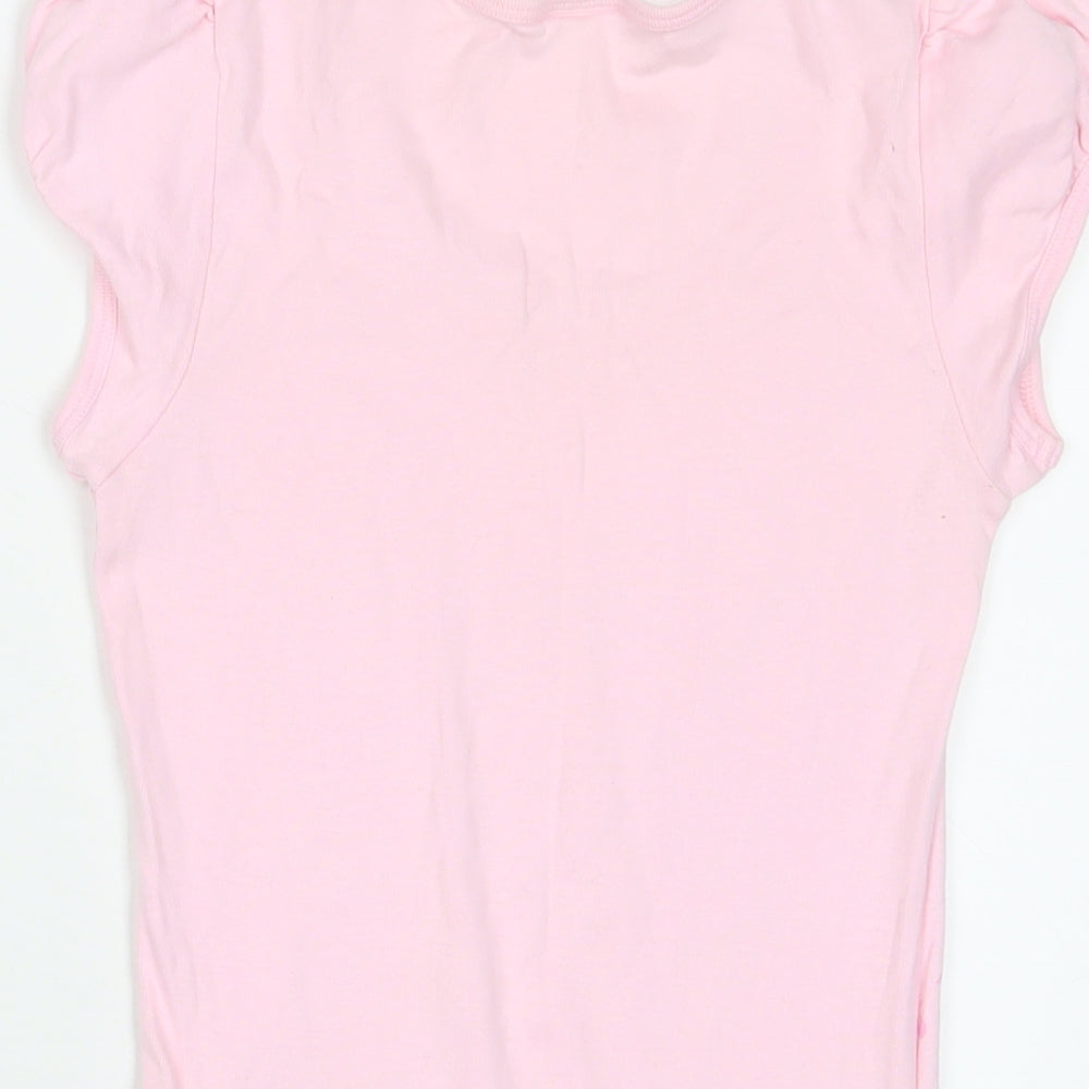 Disney Womens Pink Cotton Basic T-Shirt Size 10 Scoop Neck - Tinkerbell