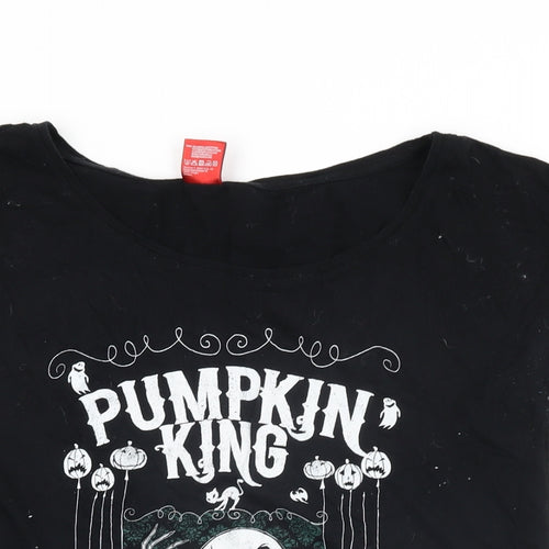 The Nightmare Before Christmas Womens Black Cotton Basic T-Shirt Size S Round Neck - Pumpkin King, Tim Burton