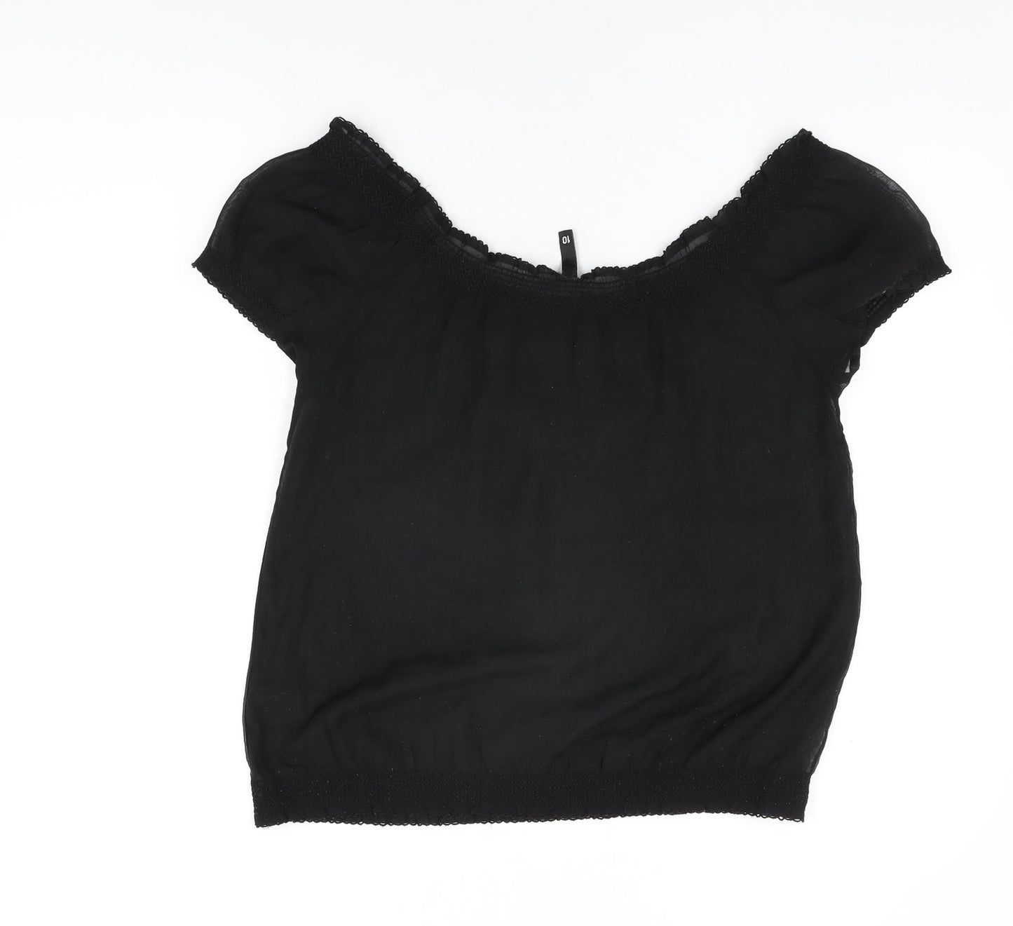 H&M Womens Black Polyester Basic T-Shirt Size 10 Off the Shoulder