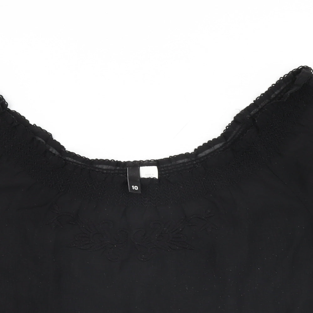 H&M Womens Black Polyester Basic T-Shirt Size 10 Off the Shoulder