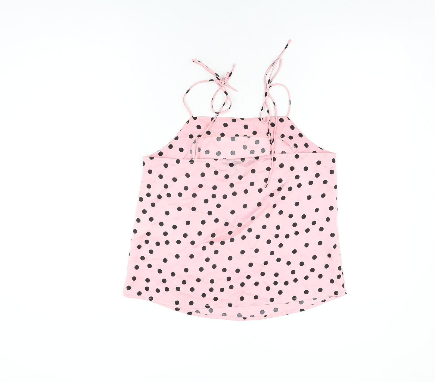 VERO MODA Womens Pink Polka Dot Polyester Camisole T-Shirt Size S Round Neck