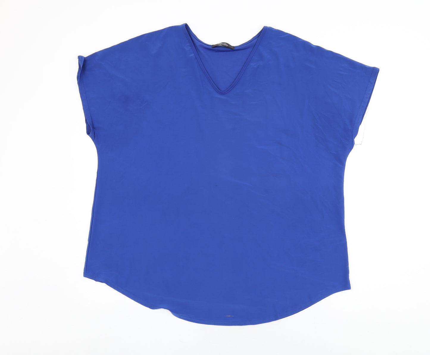 Nicole Collection Womens Blue Polyester Basic T-Shirt Size XL V-Neck