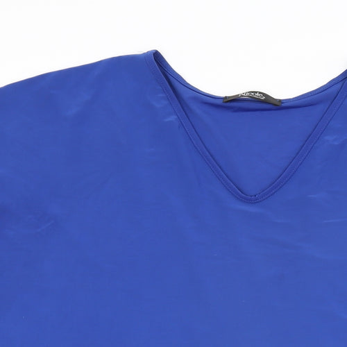 Nicole Collection Womens Blue Polyester Basic T-Shirt Size XL V-Neck