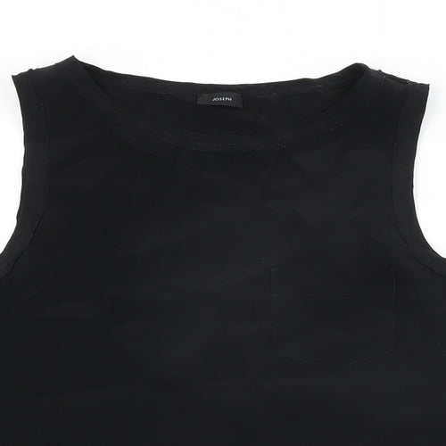 Joseph Womens Black Silk Basic T-Shirt Size 10 Round Neck