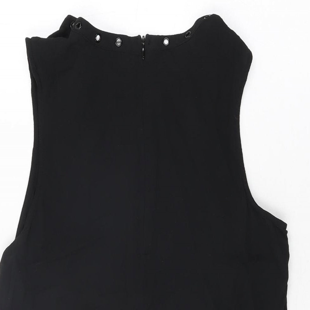 New Look Womens Black Polyester Basic T-Shirt Size 10 Round Neck