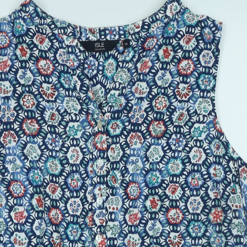 Isle Womens Blue Viscose Basic Blouse Size 14 V-Neck - Isle