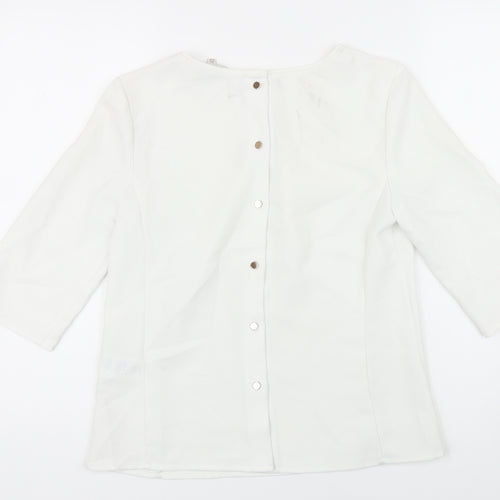 Reiss Womens White Polyester Tunic Blouse Size 8 Boat Neck