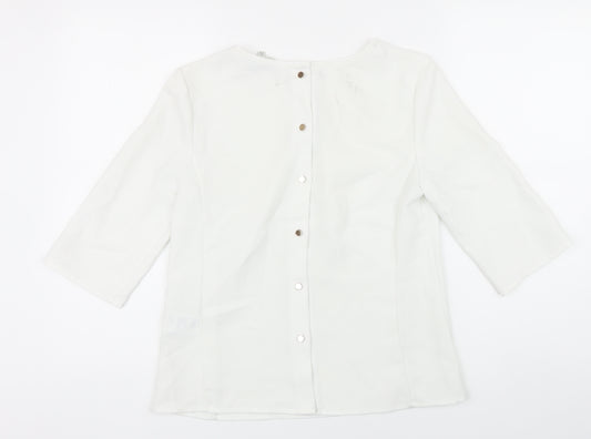 Reiss Womens White Polyester Tunic Blouse Size 8 Boat Neck