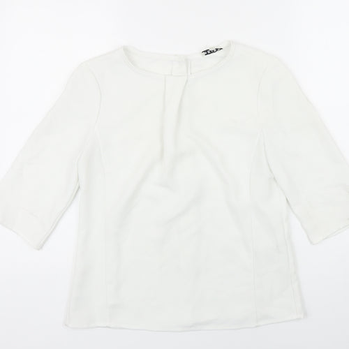 Reiss Womens White Polyester Tunic Blouse Size 8 Boat Neck