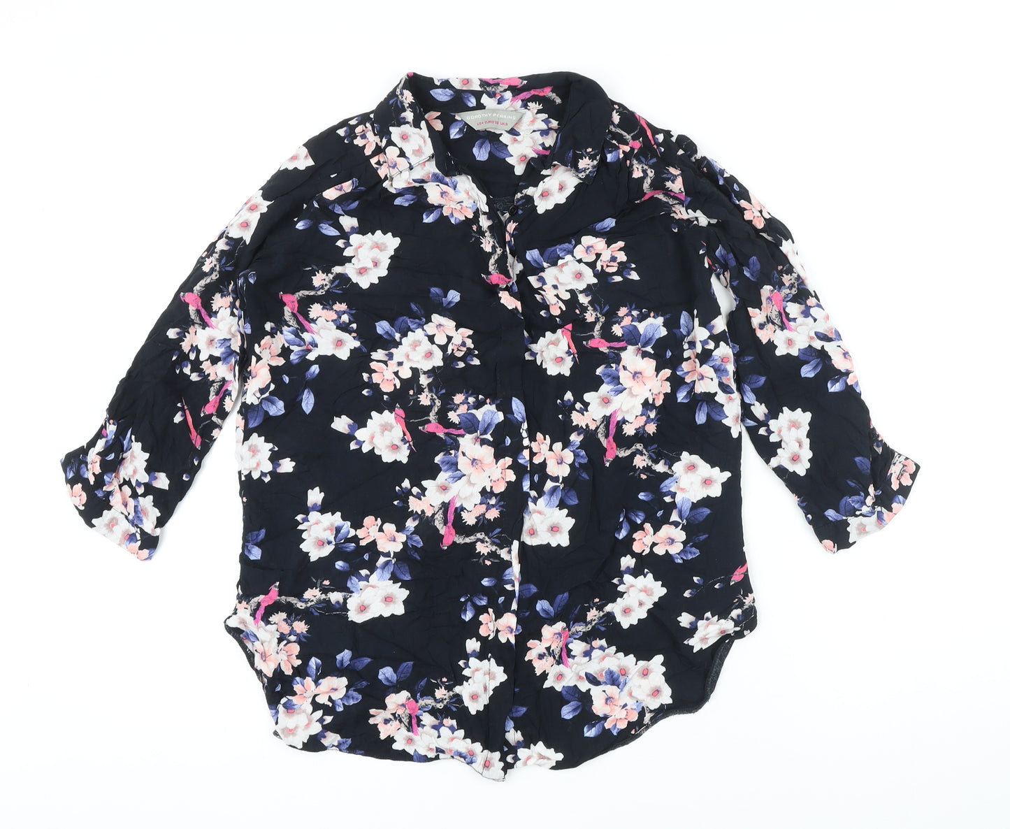 Dorothy Perkins Womens Multicoloured Floral Viscose Basic Blouse Size 8 Collared