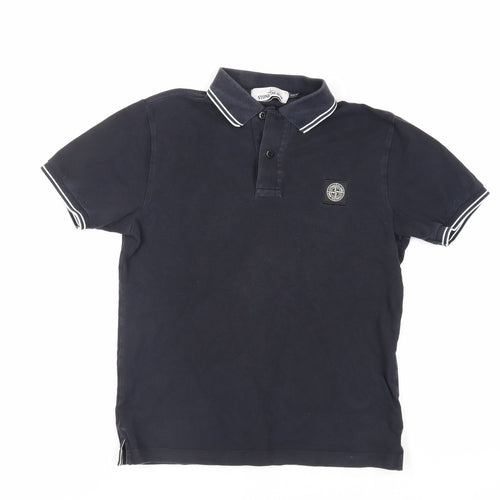 Stone Island Womens Black Cotton Basic Polo Size S Collared - Logo