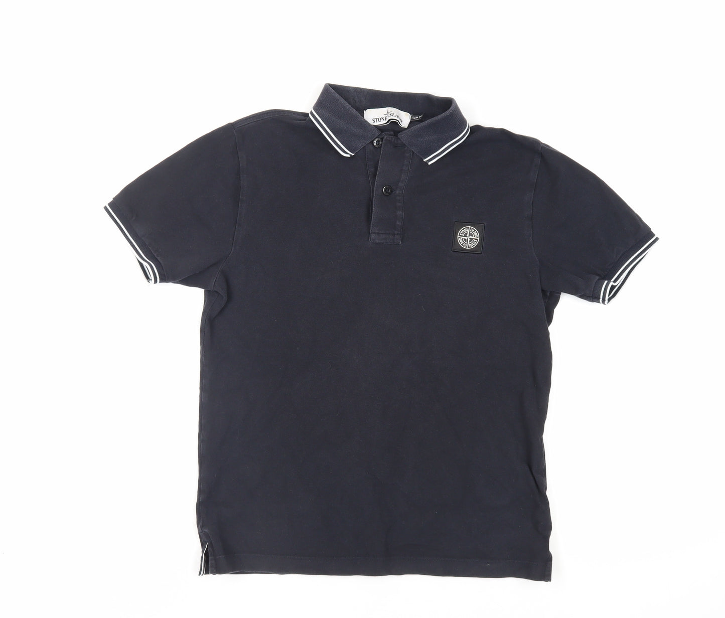 Stone Island Womens Black Cotton Basic Polo Size S Collared - Logo