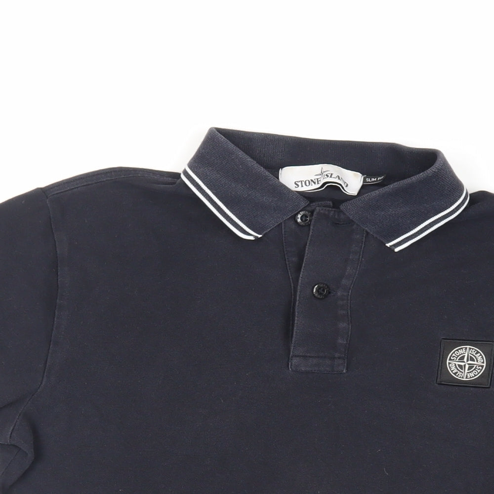 Stone Island Womens Black Cotton Basic Polo Size S Collared - Logo