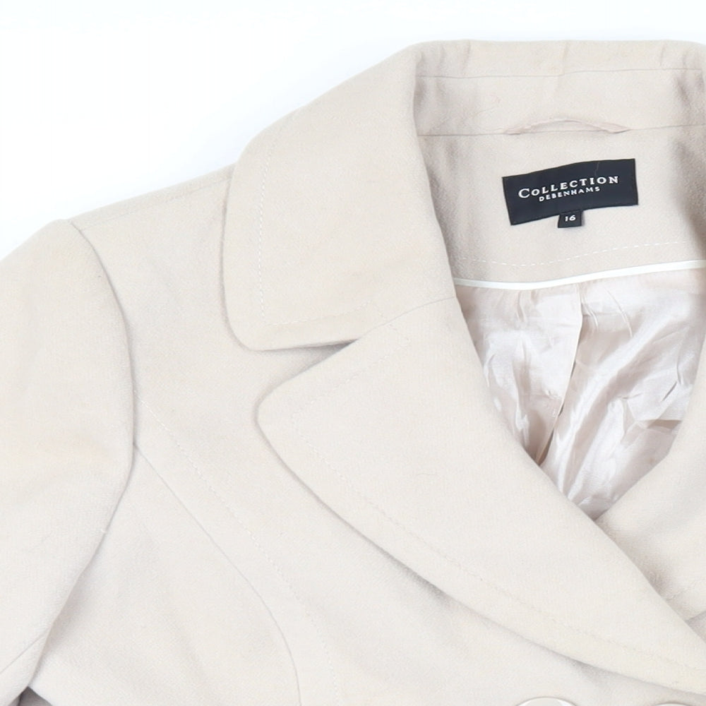 Debenhams Womens Beige Jacket Size 16 Button