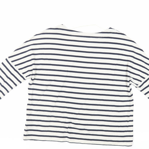 Seasalt Womens Blue Striped Cotton Basic T-Shirt Size 10 Boat Neck