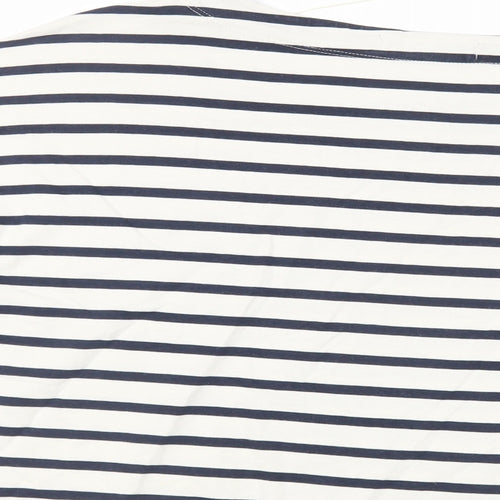 Seasalt Womens Blue Striped Cotton Basic T-Shirt Size 10 Boat Neck