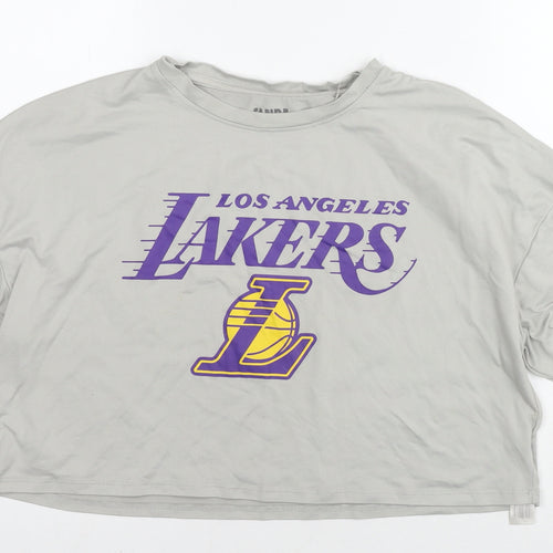 NBA Womens Grey Cotton Cropped T-Shirt Size 10 Round Neck - Lakers Los Angeles Size 10-12