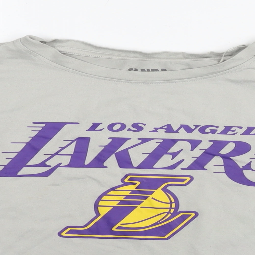 NBA Womens Grey Cotton Cropped T-Shirt Size 10 Round Neck - Lakers Los Angeles Size 10-12