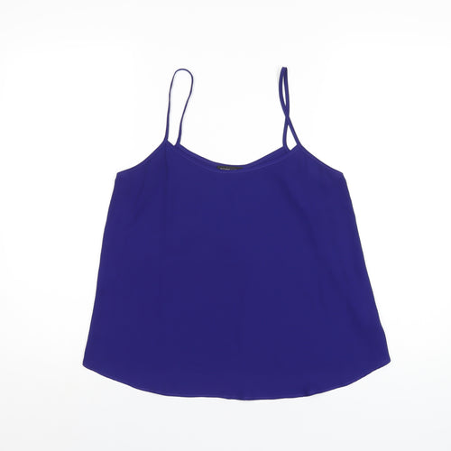 Topshop Womens Blue Polyester Camisole T-Shirt Size 10 Scoop Neck