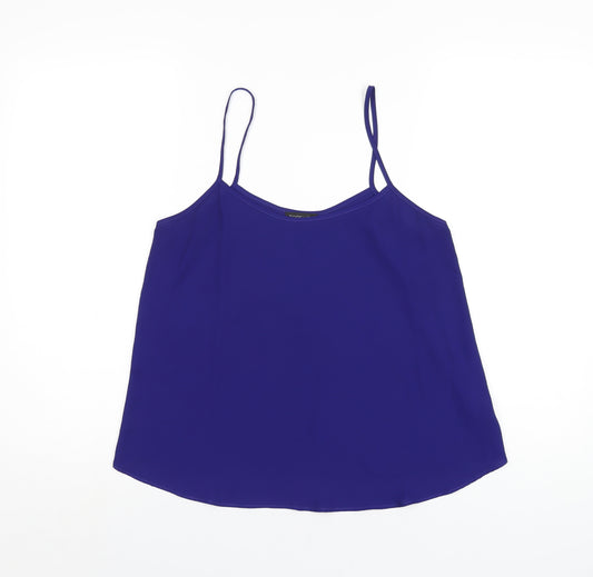 Topshop Womens Blue Polyester Camisole T-Shirt Size 10 Scoop Neck