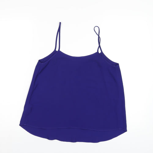 Topshop Womens Blue Polyester Camisole T-Shirt Size 10 Scoop Neck