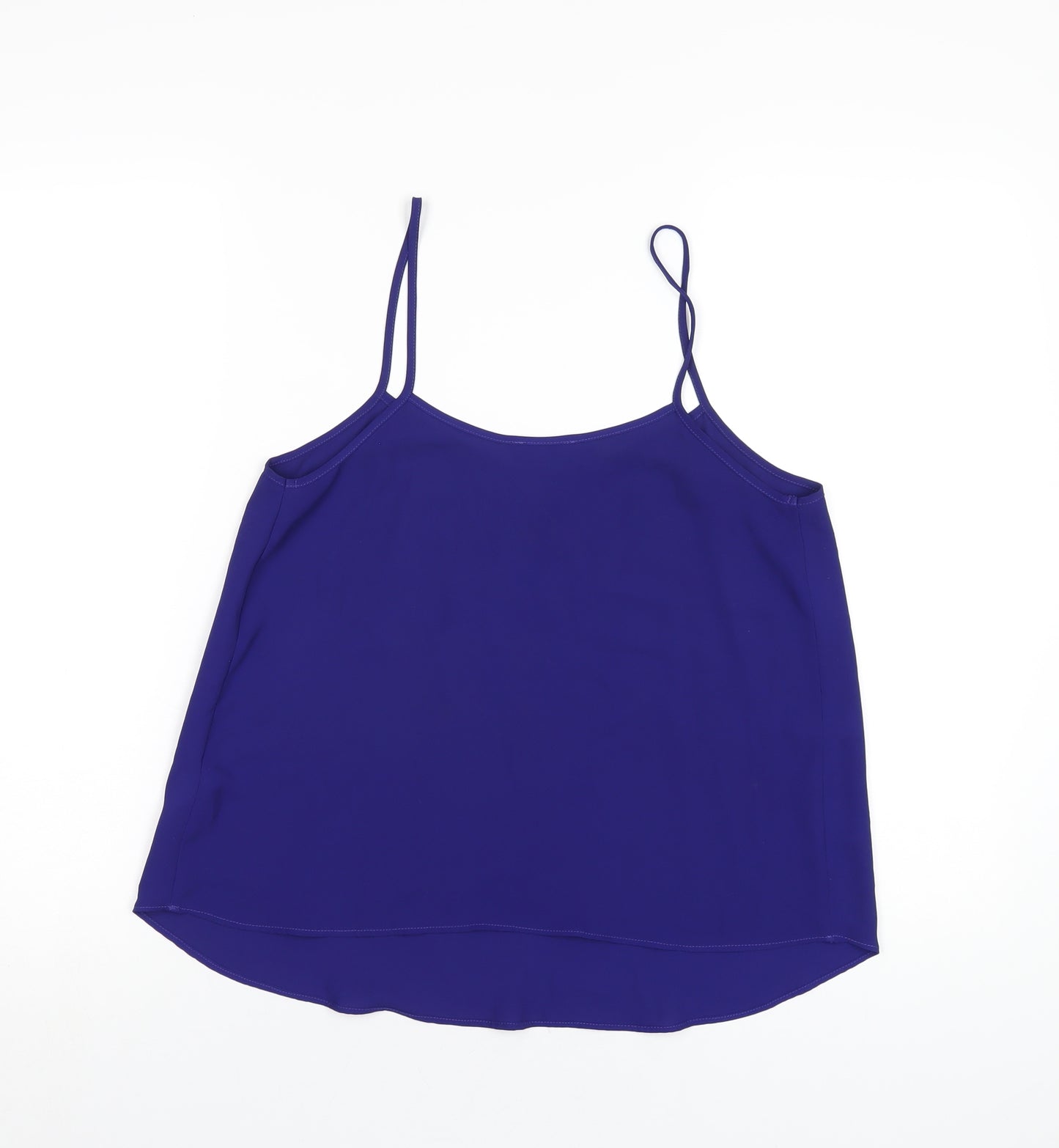 Topshop Womens Blue Polyester Camisole T-Shirt Size 10 Scoop Neck