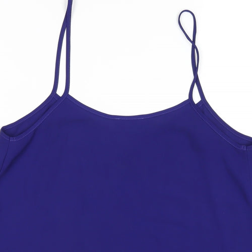 Topshop Womens Blue Polyester Camisole T-Shirt Size 10 Scoop Neck